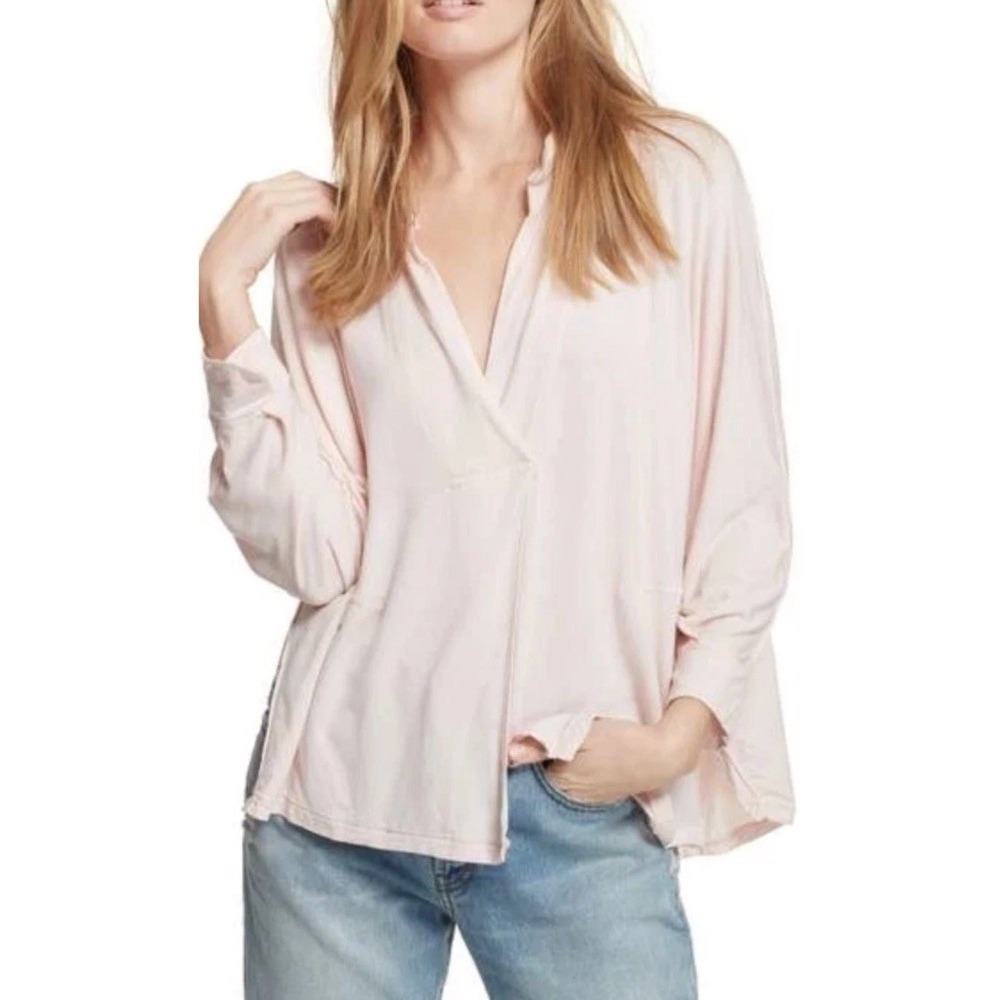 Free‎ People We The Free Can't Fool Me Tee Pink  Womens Size XS Comfy Oversized